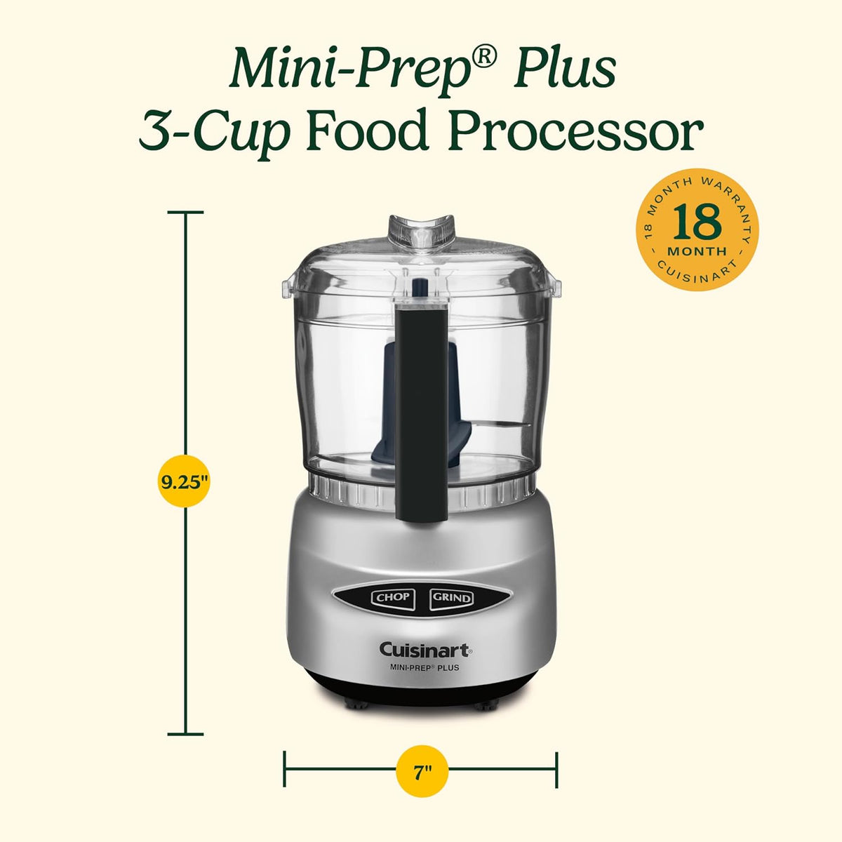 Mini Food Processor, Reversible Blade, 3-Cup Capacity – size reference