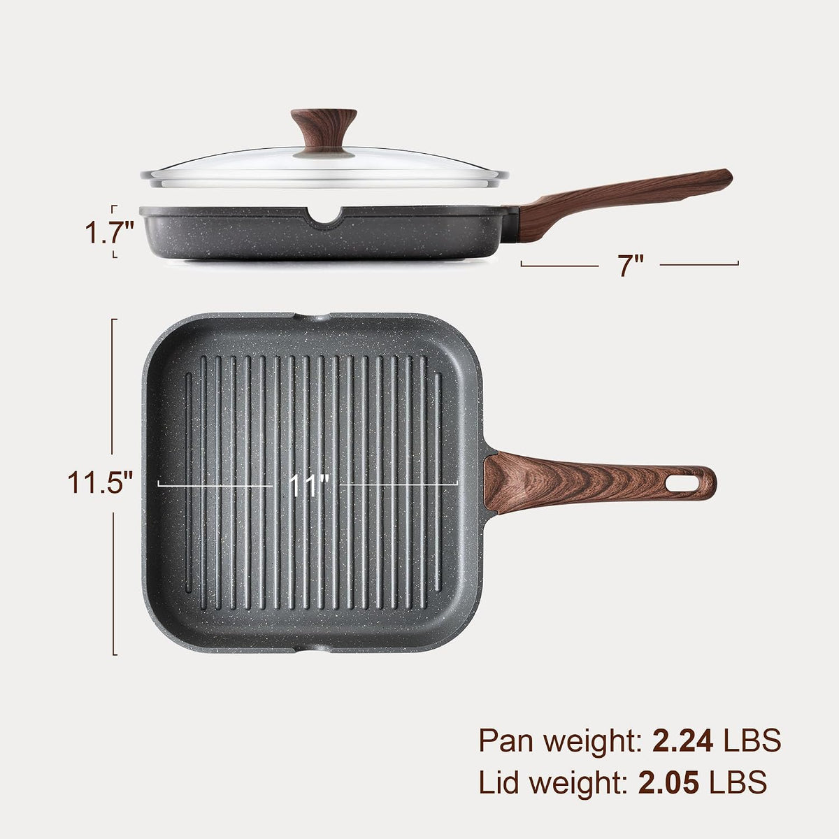 Nonstick Grill Pan with Lid, Grill Pan for Stove Tops, Versatile Griddle Pan – size reference
