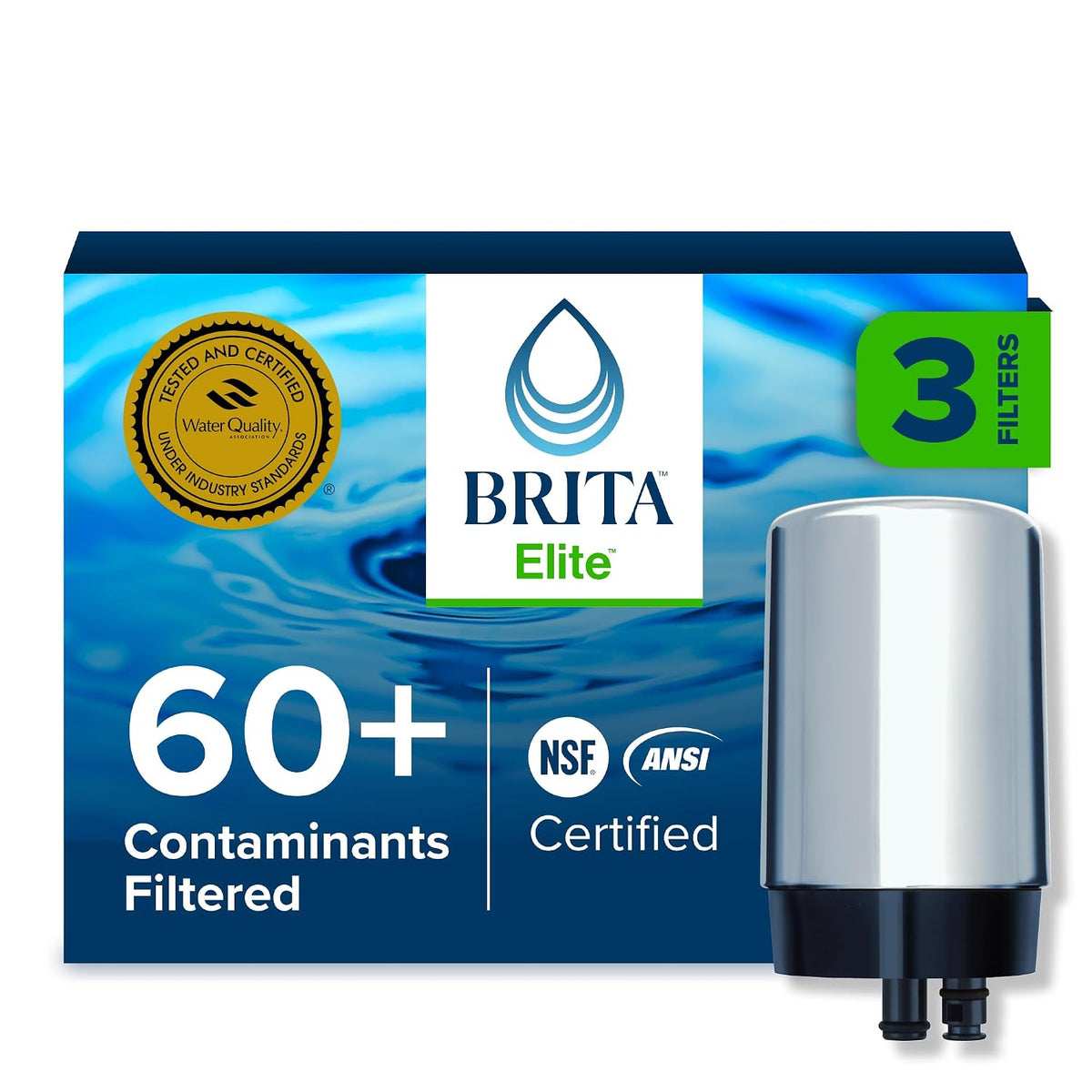 Elite Replacement Faucet Water Filter, Chrome, 3 Count