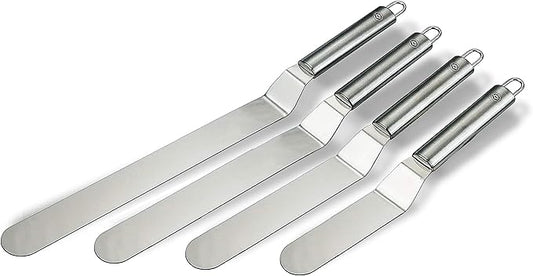 NewlineNY Professional Baker’s All Stainless Steel 4 Spatula Set – 6” 8” 10” and 12” Offset Blades for Better Icing Frosting Decorating