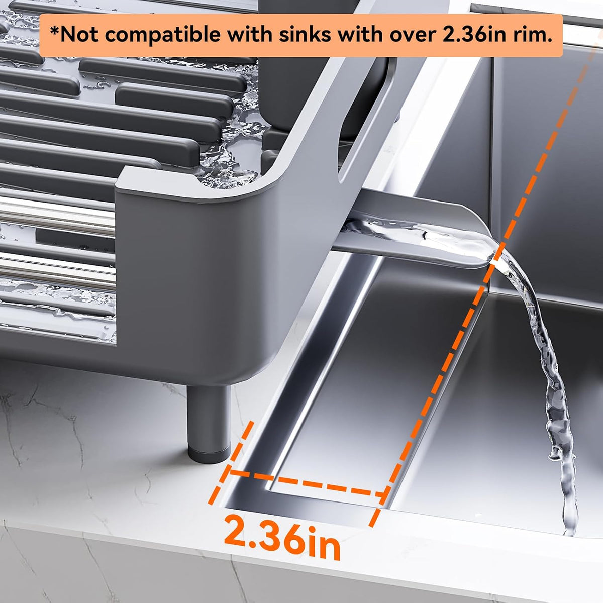 Extendable Stainless Dish Drying Rack for Kitchen Counter, Gray – set view