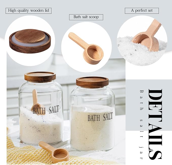 Food Canister Set, 74 oz Glass Jars with Airtight Lid and Wooden Scoop