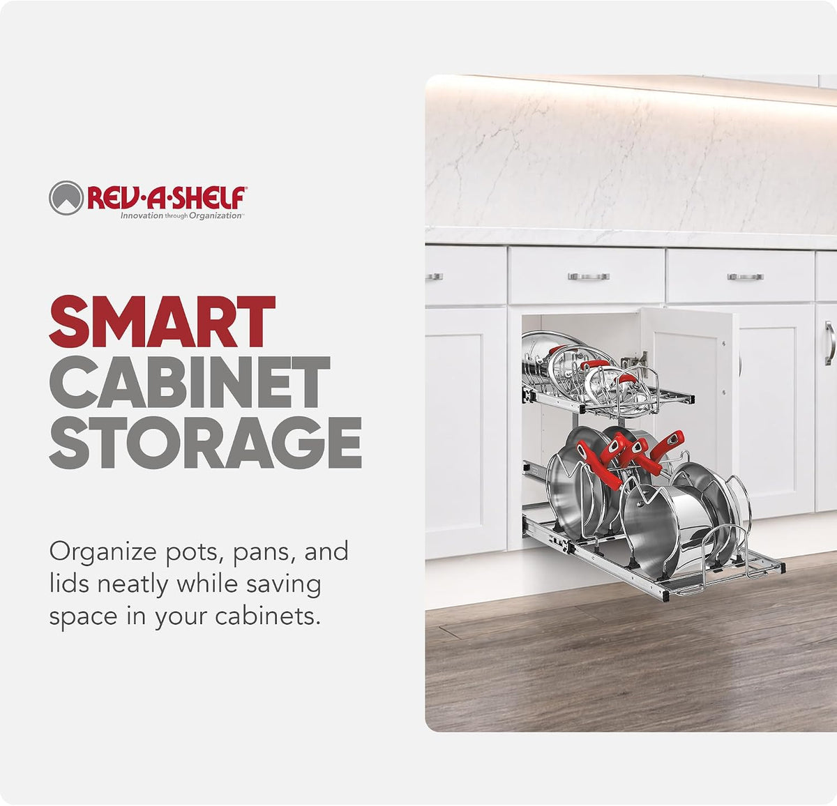 Two-Tier Kitchen Cabinet Pullout Organizer, 12" x 22" – set view