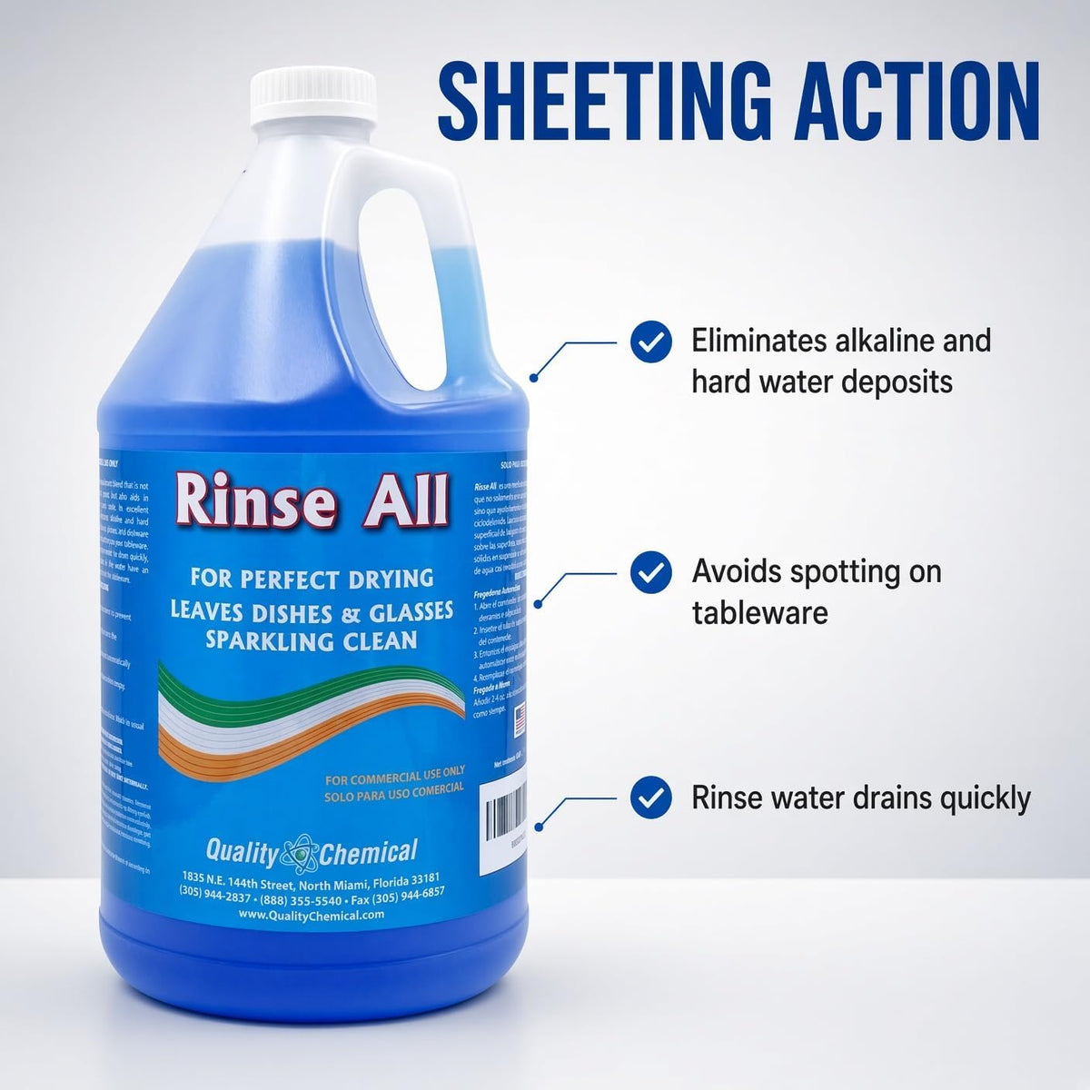 Rinse All Commercial Dish Rinse Aid - Perfect Drying, Sheeting Action, Less – close-up