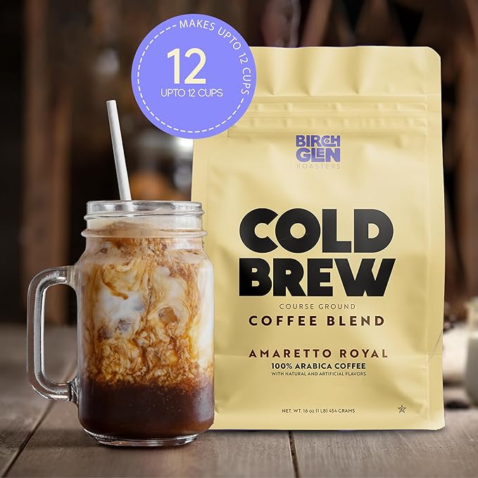 Birch Glen Roasters Cold Brew Coffee | Flavored Coarse Ground Coffee | Artisanal Roasting | 100% Arabica |1 LB | Orange Triple Sec