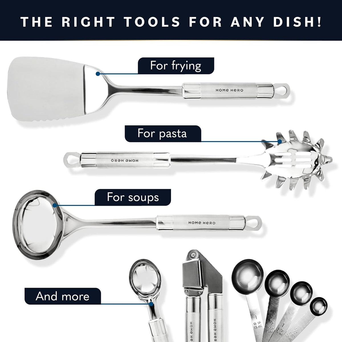 54-Piece Stainless Steel Kitchen Utensils Set - Heat-Resistant Nonstick – alternate view