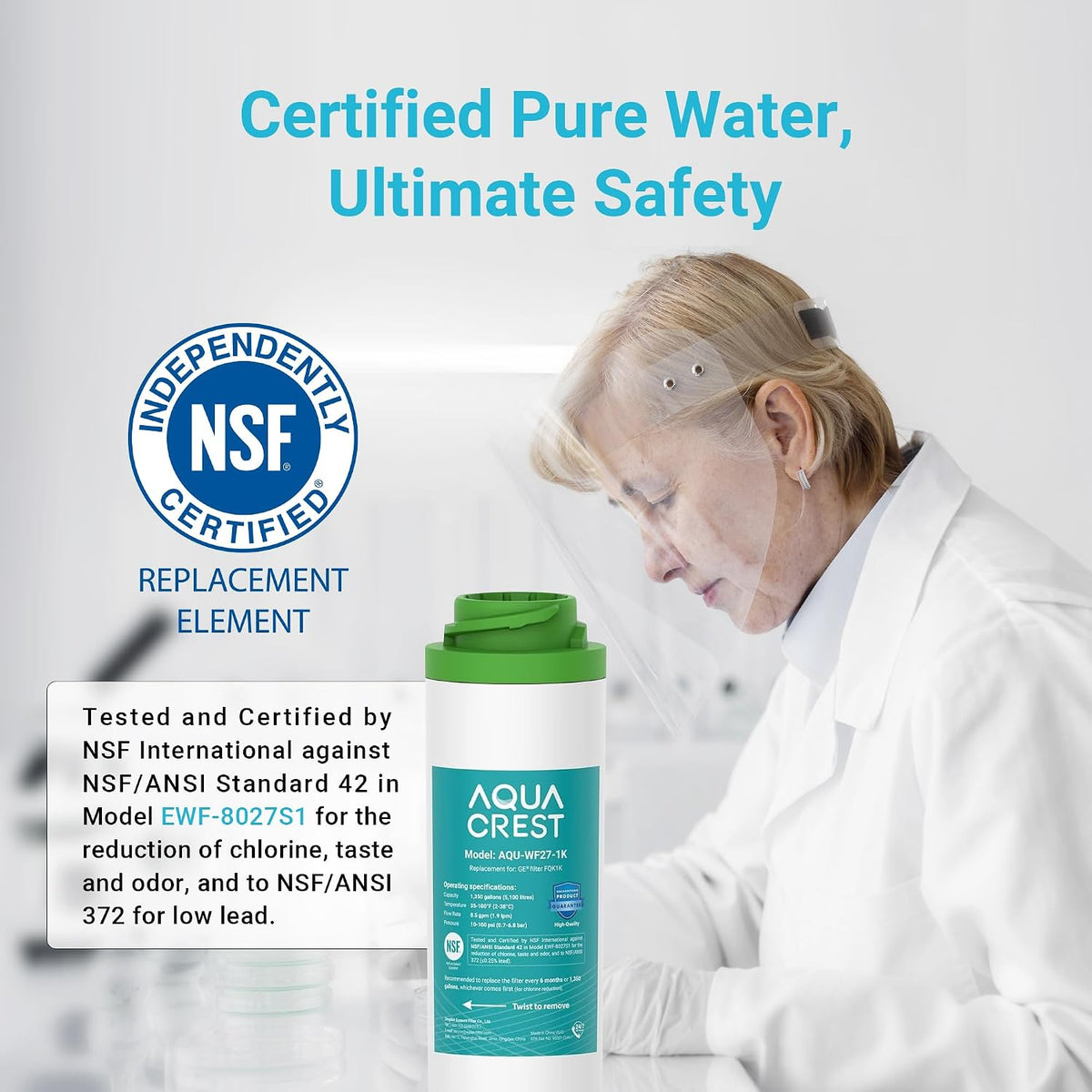 FQK1K Water Filter Replacement for GE FQK1K, FQK2J, 2 Pack – close-up