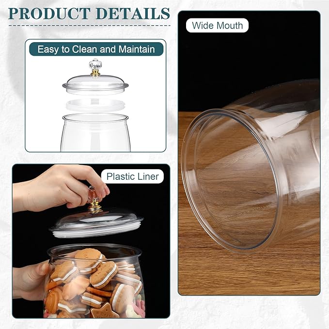 Food Jar Canisters 6 Pack, Clear Plastic Candy Jars with Lids, 42 oz