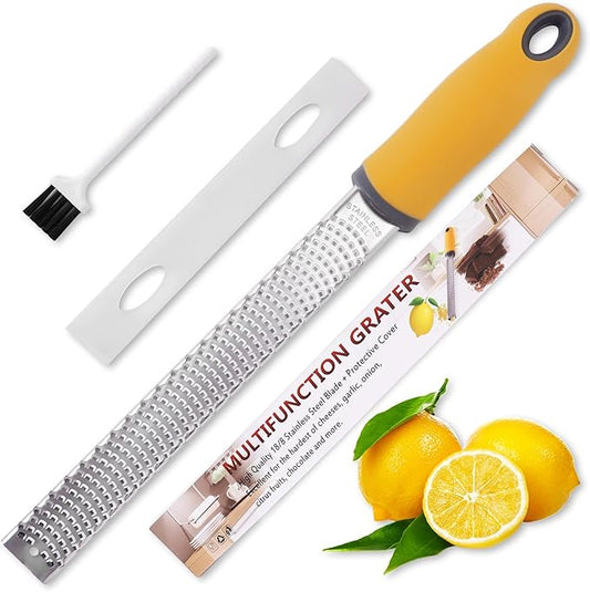 Lemon Zester Grater, Citrus Zester Grater with Handle, Kitchen Gadgets for Cheese, Lemon, Chocolate, Nutmeg, Ginger, Fruit, Vegetable, Stainless Steel Micro Cheese Grate, Dishwasher Safe(Narrow)