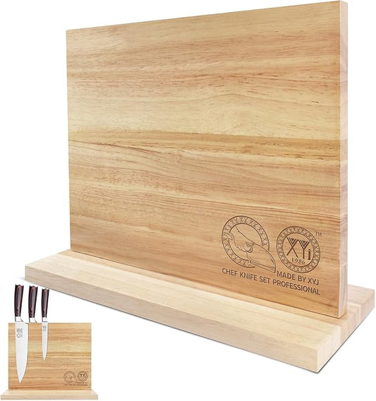 XYJ Magnetic Knife Block,Double-Sided Knife Holder,Knife Block with Strong Magnets,Kitchen Cutlery Display Stand, Knives Storage Rack,Large Capacity, Strongly Magnetic Organizer Tool