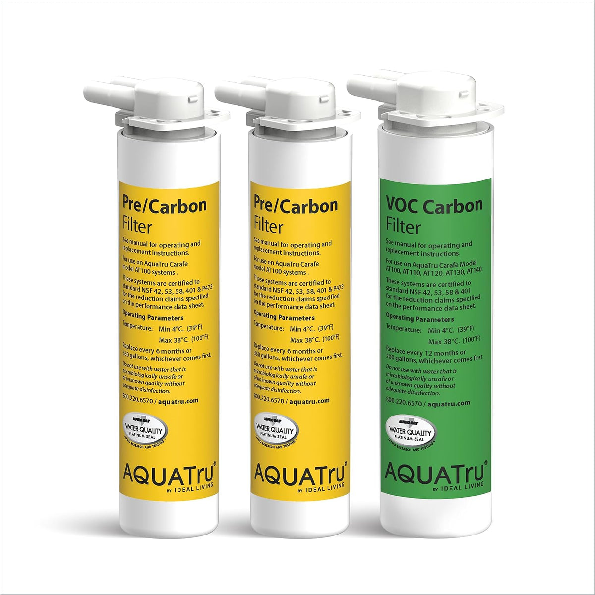 AquaTru One-Year Carafe Filter Combo Pack – Includes 1 Pre/Carbon Filter