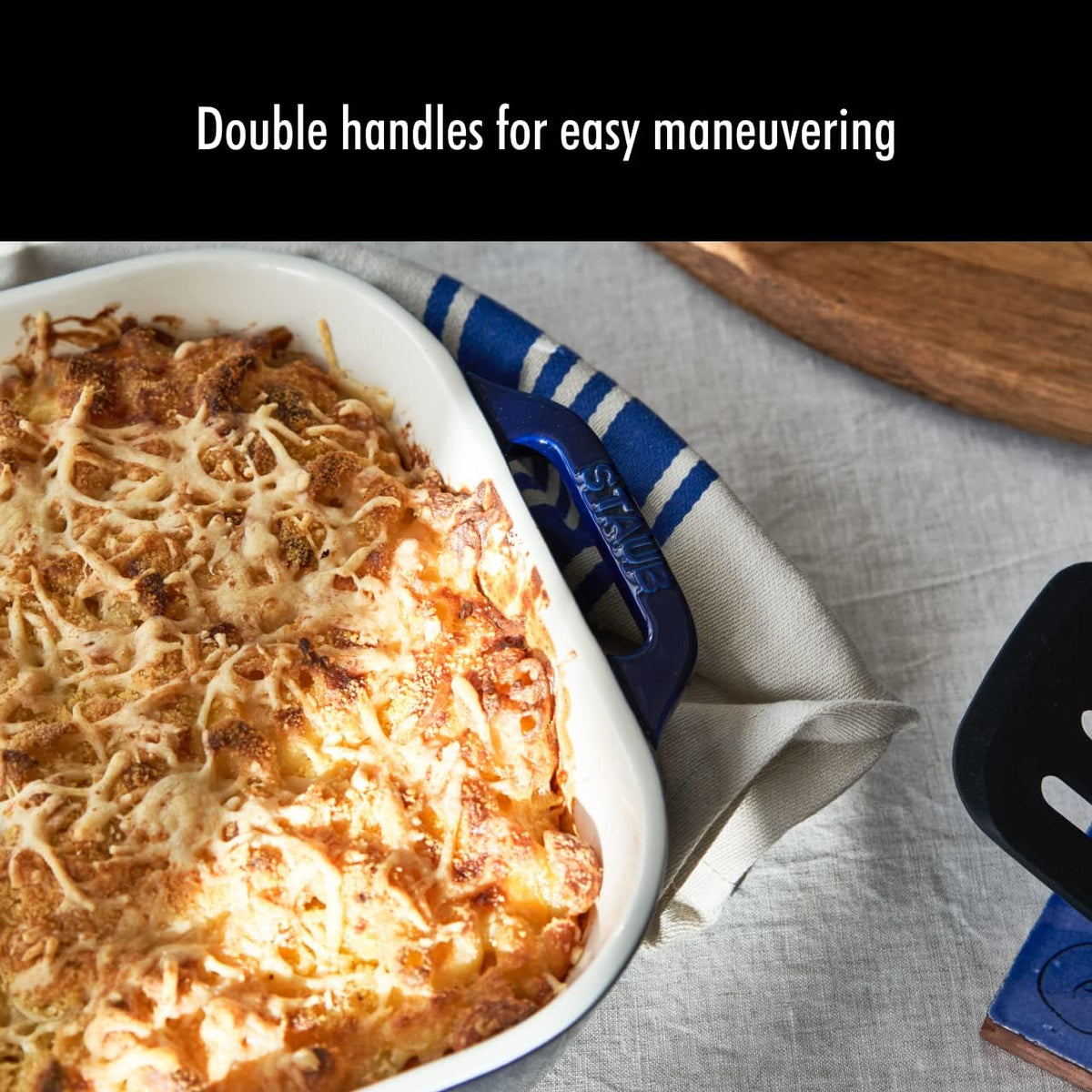2-Pc Rectangular Ceramic Baking Dish Set, Oven Safe Up To 570°F, Blue – alternate view