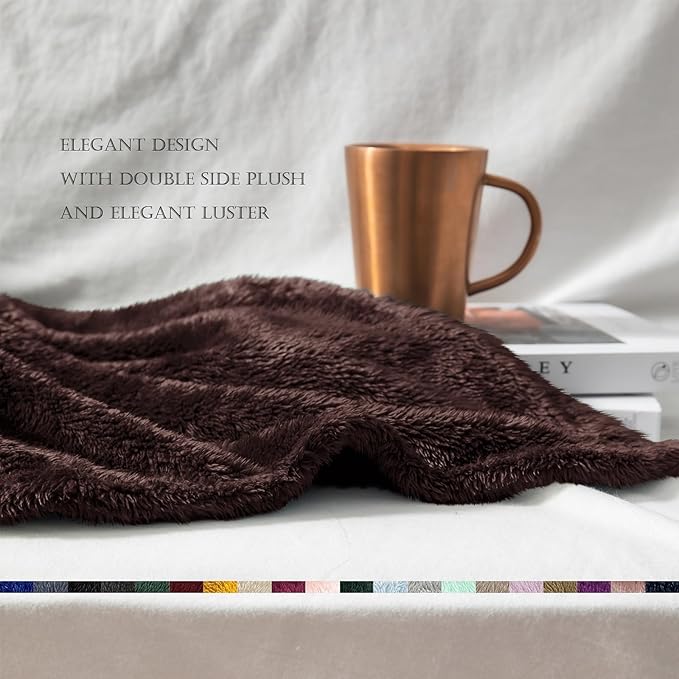 Throw Blanket in Coffee, Soft Microfiber Fleece, 90 x 90 Inch Queen
