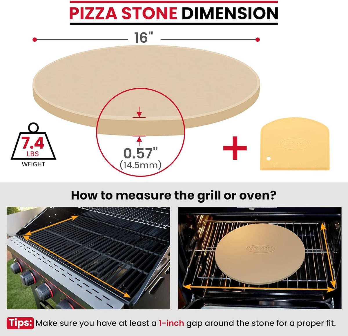 16" Round Pizza Stone for Oven and Grill, Cordierite Baking Stone – detail