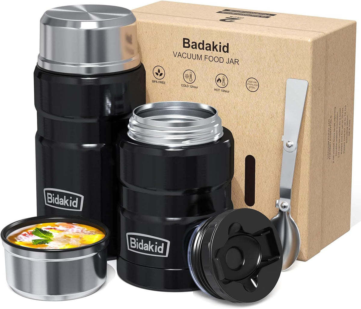Insulated Food Jar Set – 25.4oz & 17oz Stainless Steel Containers with Folding