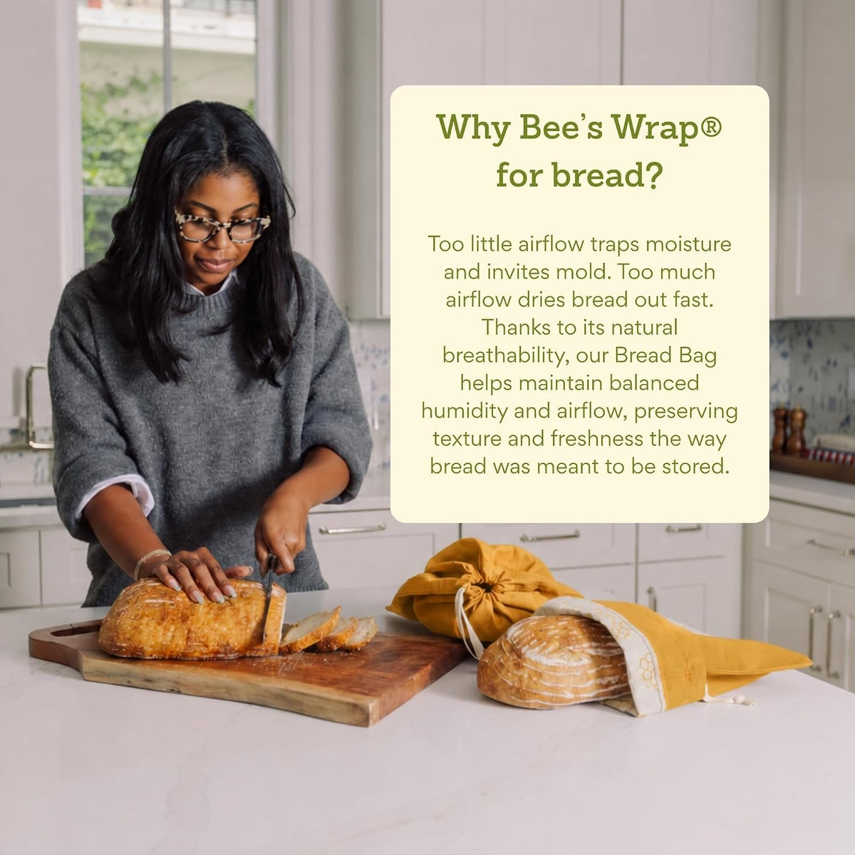 Beeswax Bread Bags, 2 Pack - Honeycomb – features