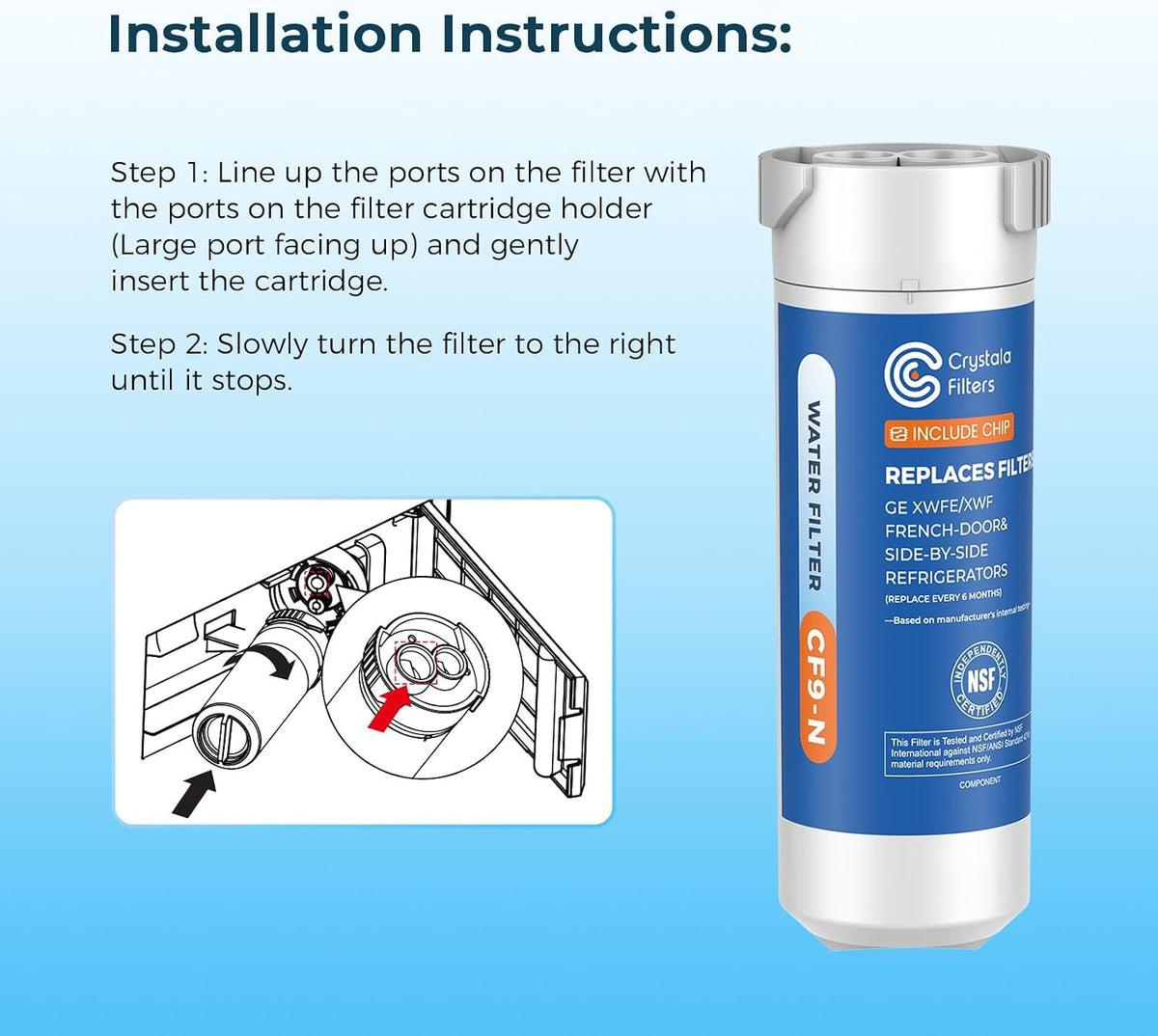 XWFE (Built-in CHIP) Refrigerator Water Filter 1-Pack – set view