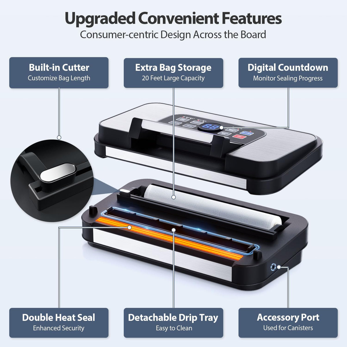 95kPa Precision Vacuum Sealer for Food with Dry/Moist Modes, 2X Strength – set view