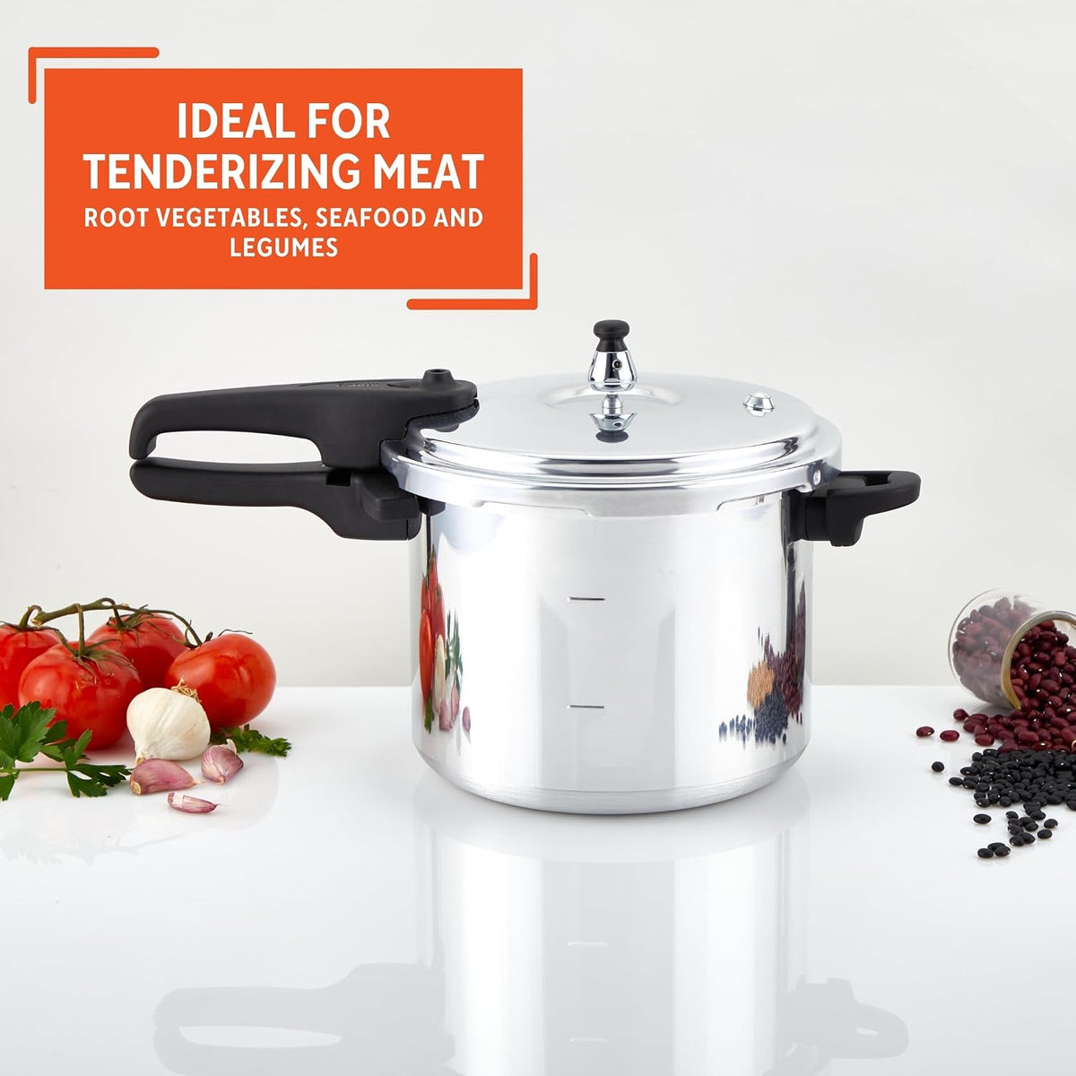 7 Quart Stovetop Aluminum Presure Cooker with safety valves for risk-free – another angle