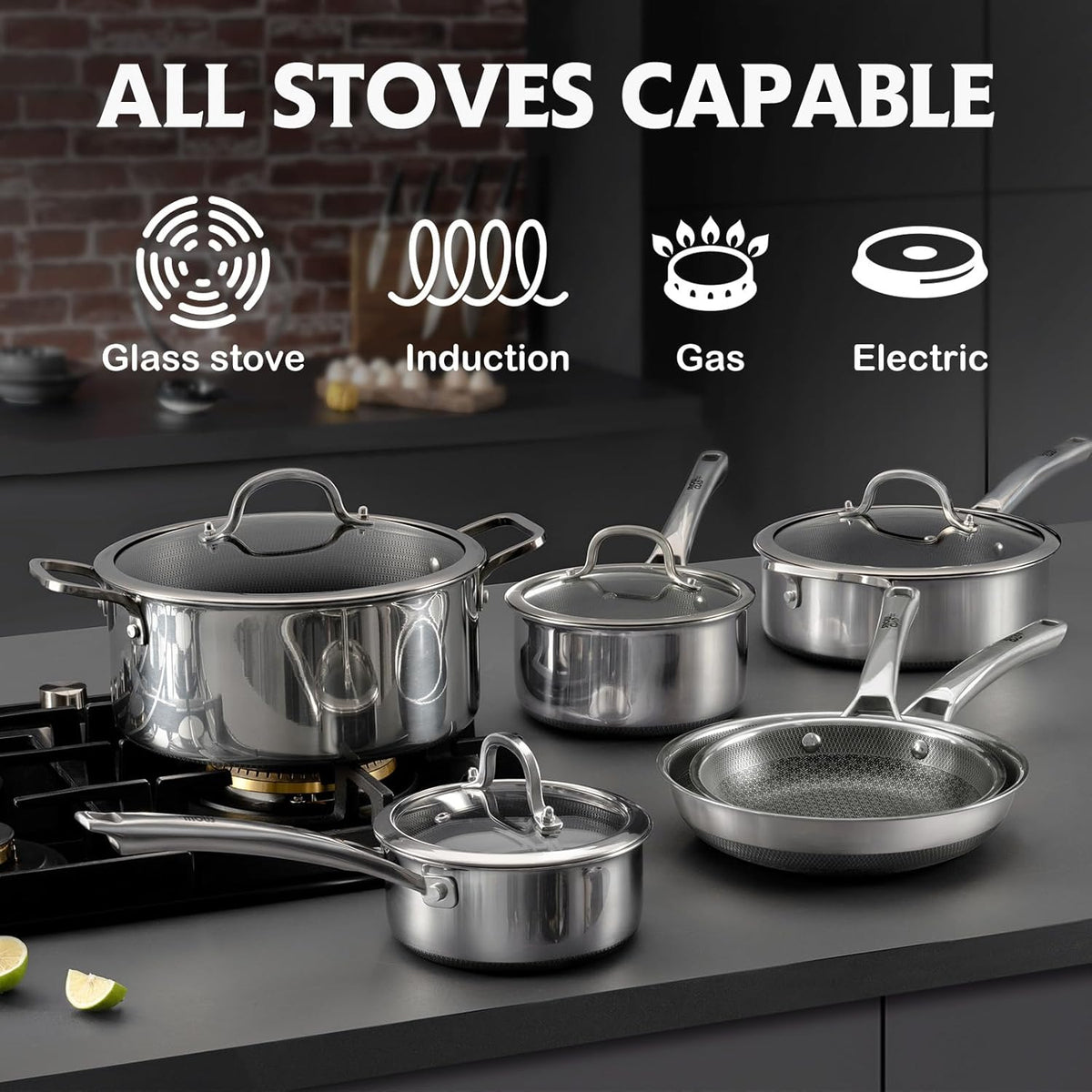 Frying Pans Nonstick with Lid,Hybrid Non Stick 5 Quart Saute pan,PFOA Free – alternate view