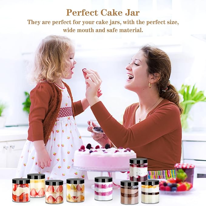 Food Jars Canisters, 8 oz Clear Plastic Storage Containers with Lids, 32 Pack