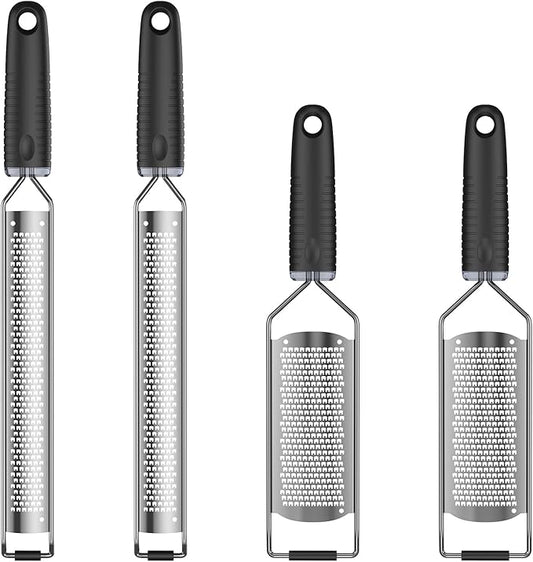 4Pcs Stainless Steel Grater for Different Food Grater with Non-Slip Handle for Vegetables Cheese Shredder and Lemon