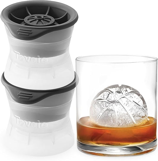 Tovolo Basketball Ice Cube Molds Pack of 2 Large Craft Ice Spheres for Whiskey Bourbon Cocktails Drinks, Dishwasher Safe BPA Free Silicone Basketball Ice Ball Mold GIfts for Men, Fathers, Coaches