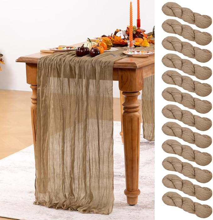Table Runners, 12 Pack Nude Cheesecloth Gauze 35 x 120 Inch
