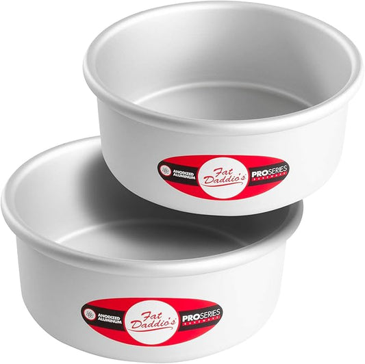 Fat Daddio's Anodized Aluminum Round Cake Pans, 2 Piece Set, 7 x 3 Inch