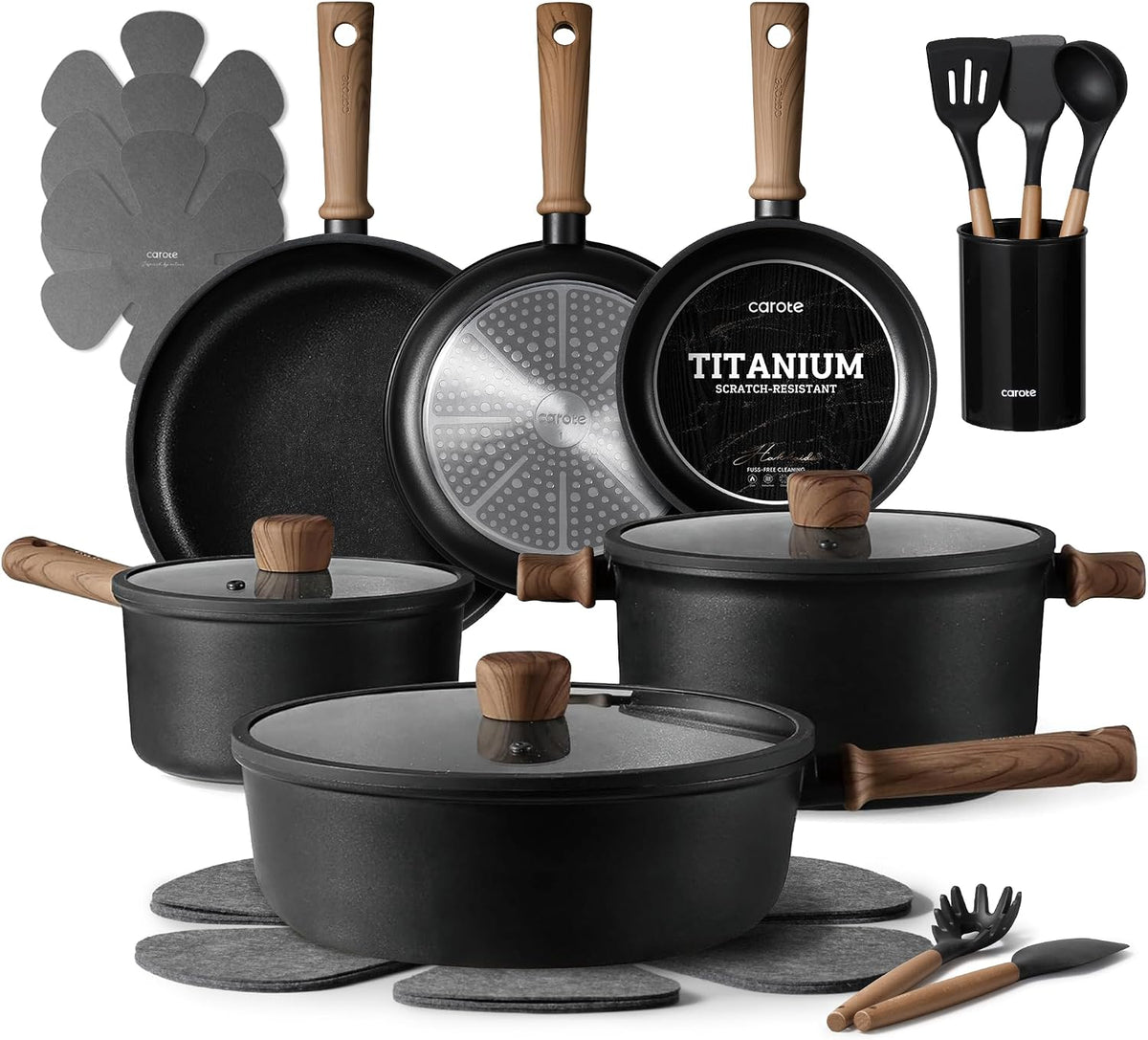 21pcs Pots and Pans Set, Nonstick Cookware Sets