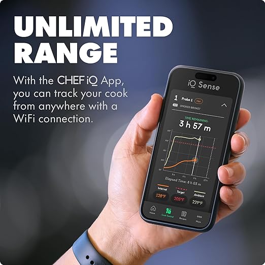 CHEF iQ Sense [2025 Model] | Smart Wireless Meat Thermometer | 2 Ultra-Thin Probes | WiFi Unlimited Range | 1000°F Heat Safe | 5 Sensors | BBQ, Grill, Oven, Smoker, Air Fryer | Gen3