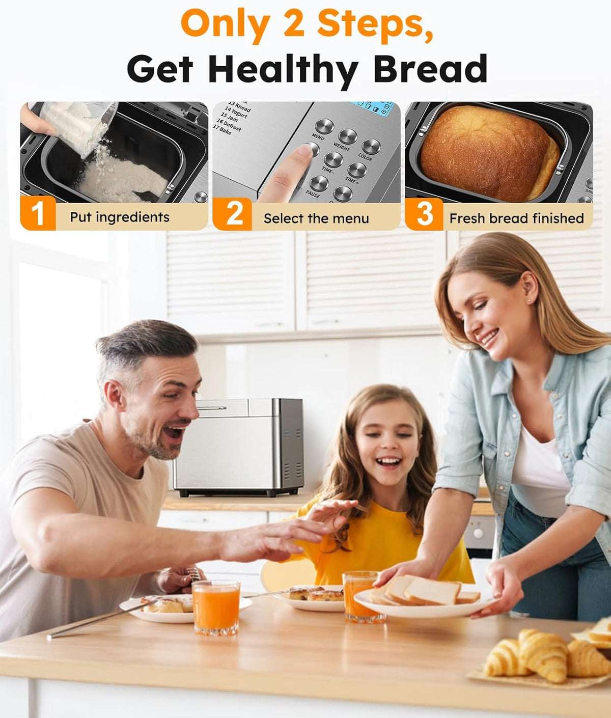 2LB Bread Maker, 17 in 1 Automatic Stainless Steel Bread Machine – alternate view