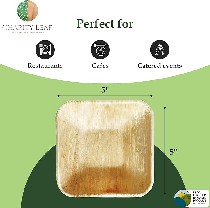 Disposable Bowls, 5-Inch Square, 50 Count, Natural