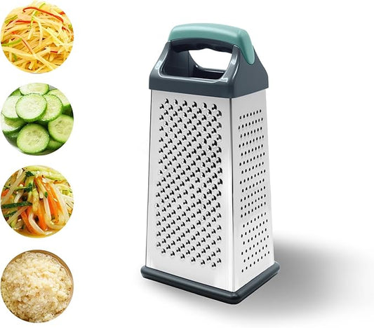 Box Grater, Stainless Steel Cheese Graters for Kitchen, 4 Sided Food Grater with Handle, Cheese Slicer for Food Vegetables Potatoes Carrot