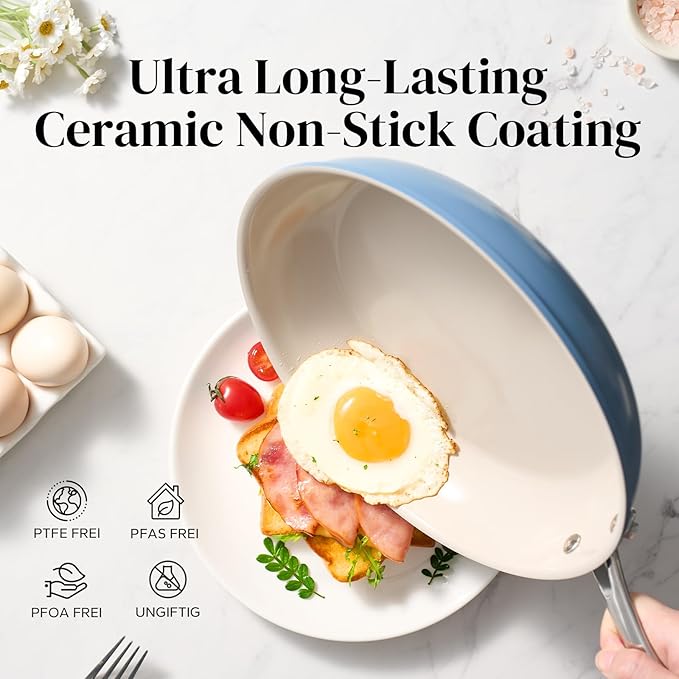 Nonstick Frying Pan Skillet, Ceramic Non-Stick Saute – Blue