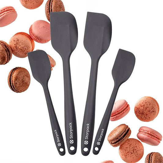StarPack 'Scrape & Stir' Silicone Spatula Set (4 Pcs) - Heat Resistant 600F - Food Grade Kitchen Spatulas - Nonstick Baking & Cooking - Rubber Spatulas for Kitchen Use