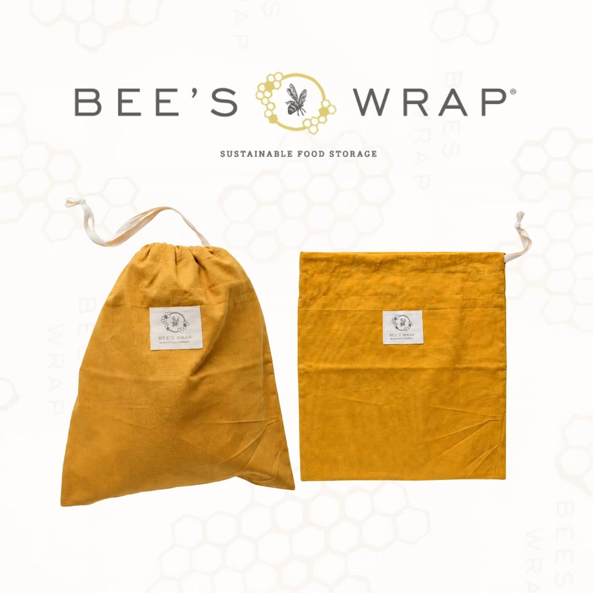 Beeswax Bread Bags, 2 Pack - Honeycomb – size reference