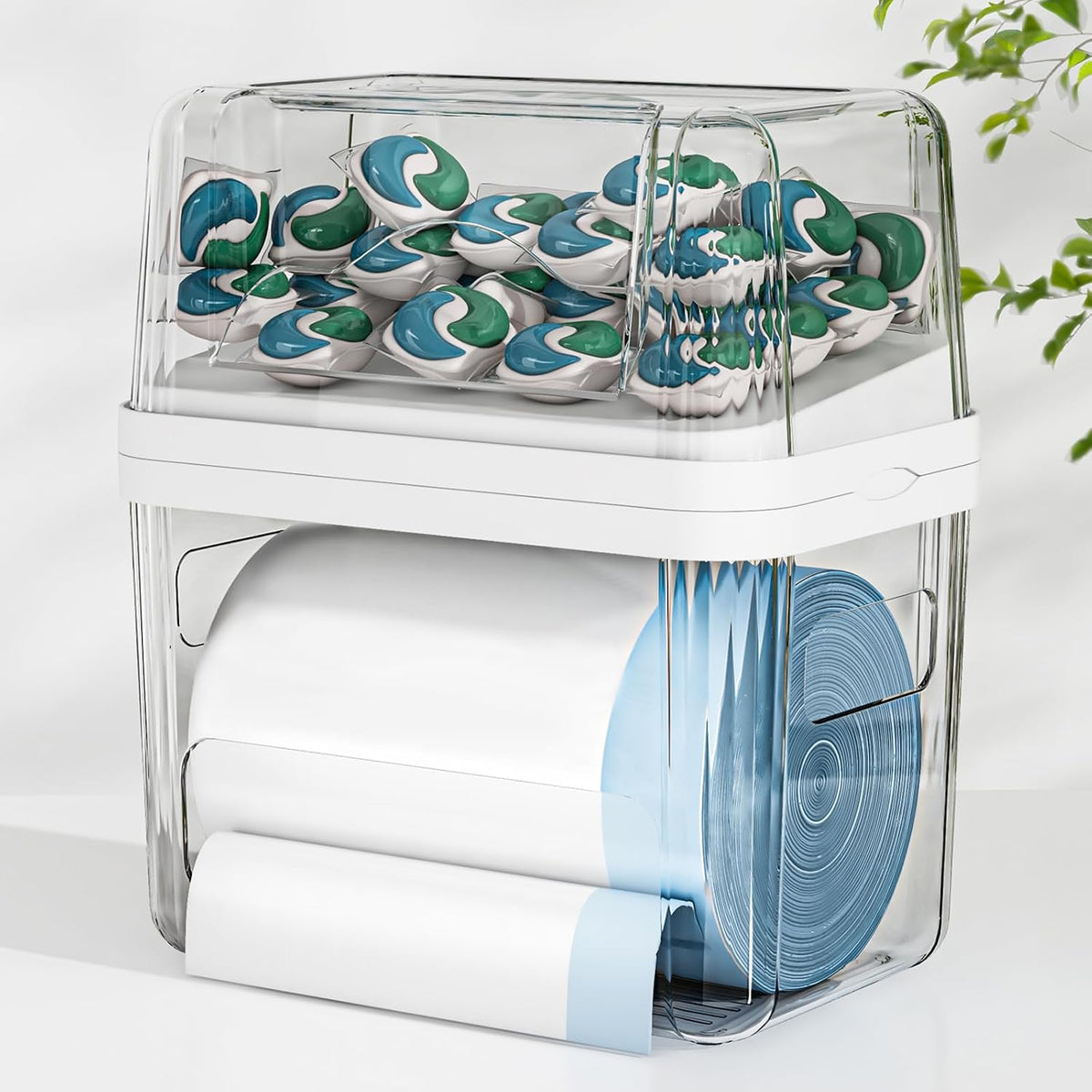 2-in-1 Trash Bag Holder Laundry & Dishwasher Pods Container,Garbage Bag