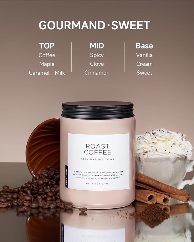 Jar Candles, Roasted Coffee Scent, 19.4 oz Soy and Vegetable Wax