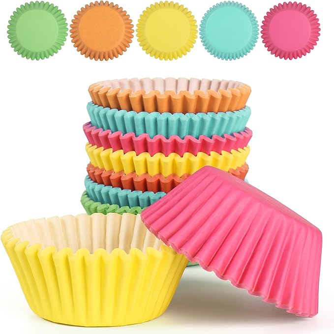 Baking Cups, 1000 Pieces, 1.4-Inch Mini Cupcake Liners, Rainbow Paper
