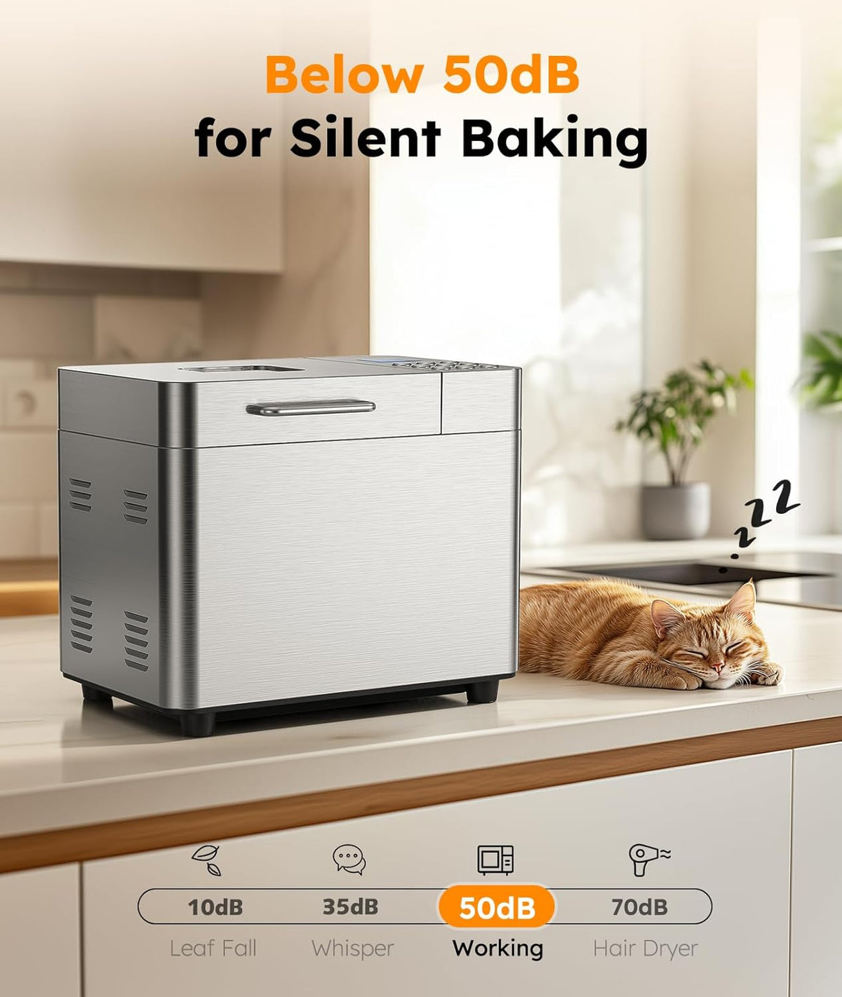 2LB Bread Maker, 17 in 1 Automatic Stainless Steel Bread Machine – another angle