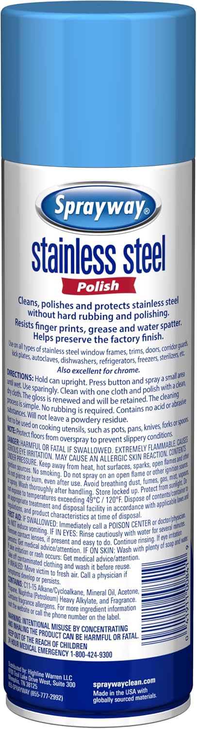 Stainless Steel Cleaner Aerosol Spray (Oil-Based), 15oz, Pack of 6 | Cleans – close-up