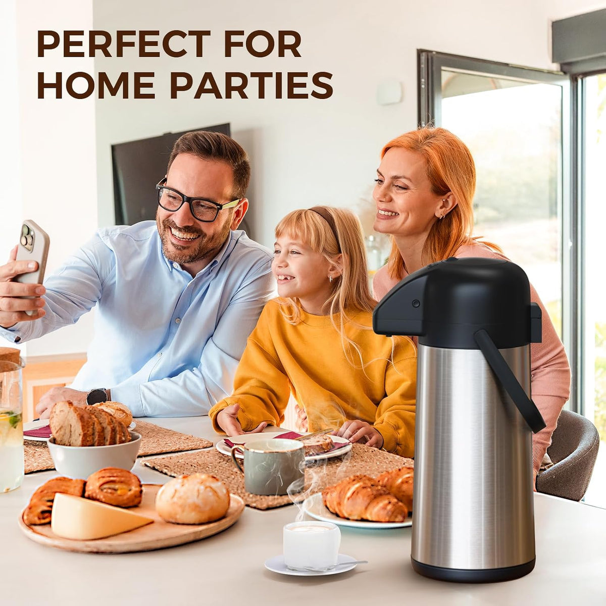 Coffee Carafe for Keeping Hot, 102OZ / 3L Airpot Coffee Dispenser with Pump – size reference