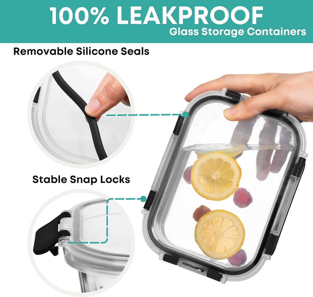 30 PC Glass Food Storage Containers with Lids - Reusable Glass Meal Prep – size reference