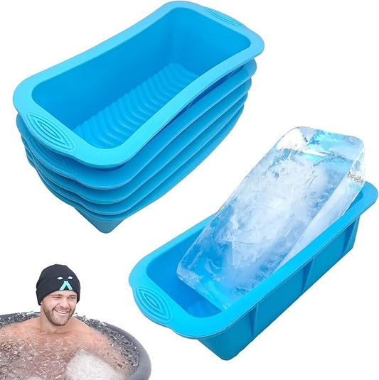 6pcs Extra Large Silicone Ice Block Molds for Cold Plunge or Coolers, Ice Tray for Bath (Blue)