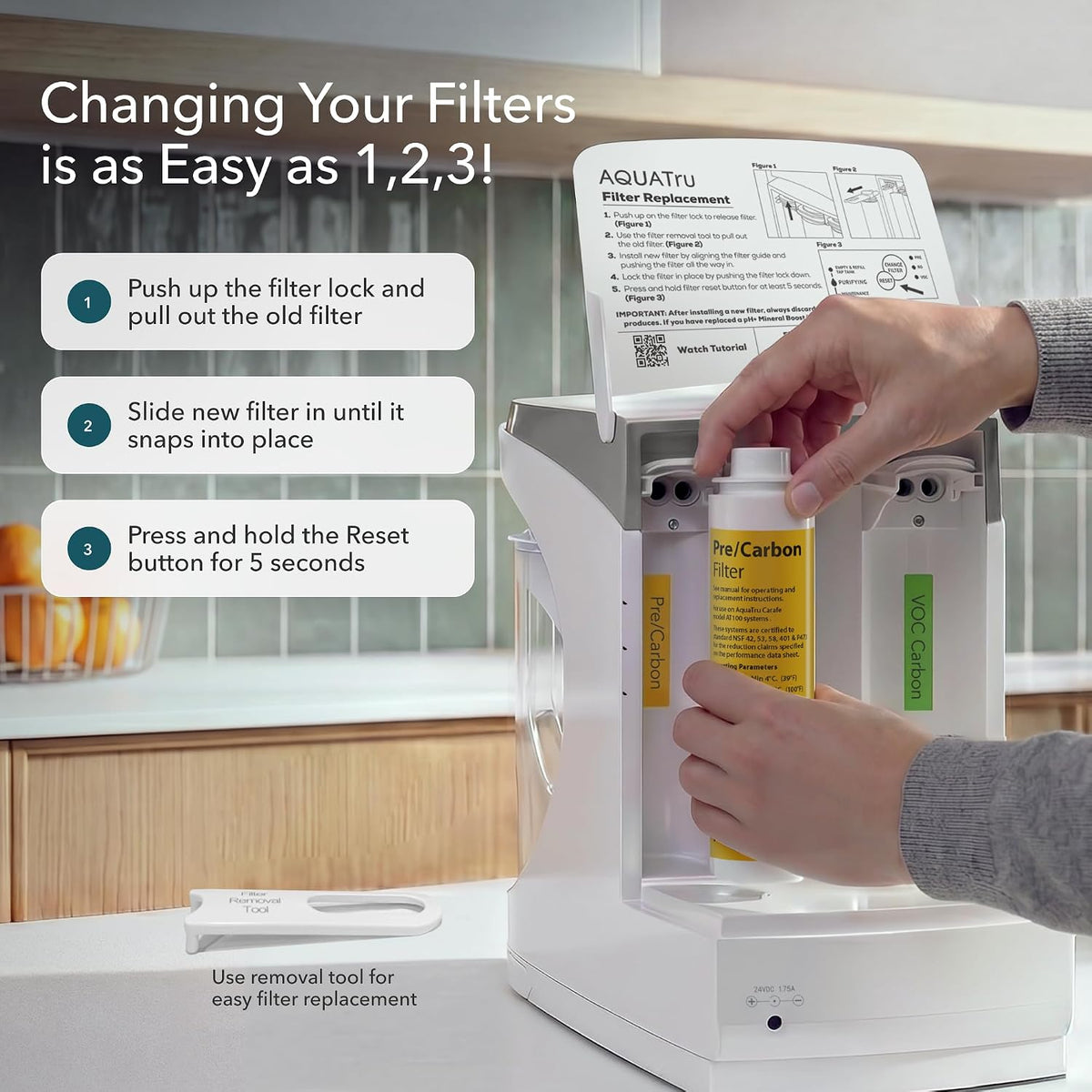 AquaTru One-Year Carafe Filter Combo Pack – Includes 1 Pre/Carbon Filter – close-up