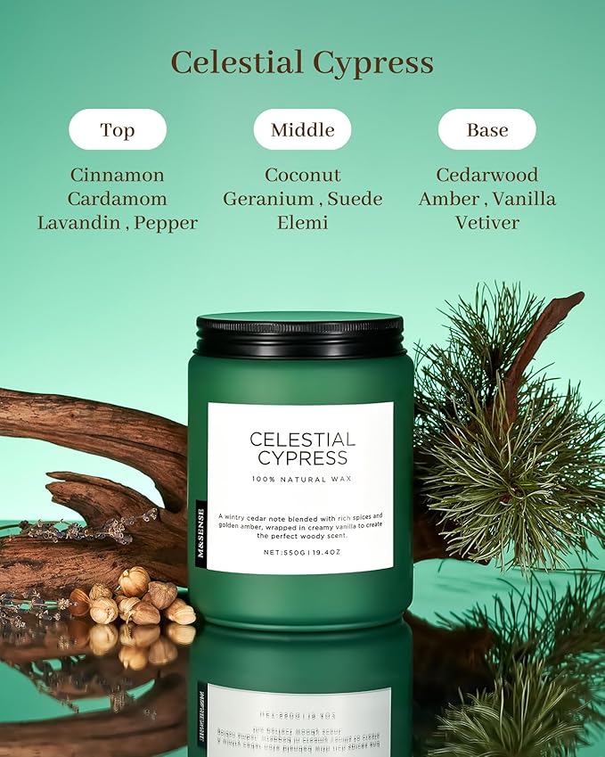 Jar Candle, Celestial Cypress Scent, 19.4 oz Soy Blend