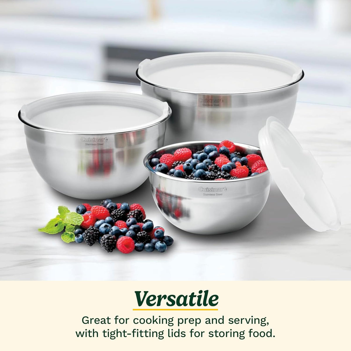 Mixing Bowl Set, Nesting Bowls, Stainless Steel, 3-Piece – detail