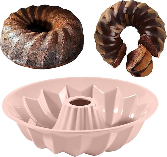 Silicone Cake Mold Flower Shaped - Non-Stick Bundt Pan, Reusable Flexible Baking Mold for Cakes Cupcakes Chocolate, Easy to Clean Pink Baking Supplies