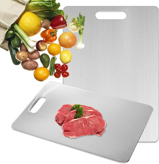 Katuchef Titanium Cutting Board - Upgraded 100% Pure Titanium Cutting Boards for Kitchen Non Toxic, Double-Grade Hygiene Durable Non Moldy Dishwasher Safe Meat Fruit Metal Board (1PC 12 * 18 Inch)